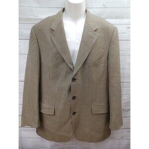 Evan Picone Mens 3 Button Pure Wool Blazer Sport Coat Brown Sz 43R
